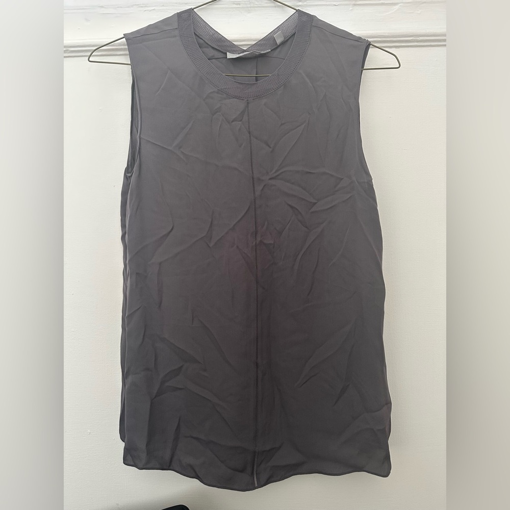 VINCE 100% Silk Sleeveless Blouse Tank Top Shell Gray  Size XS
